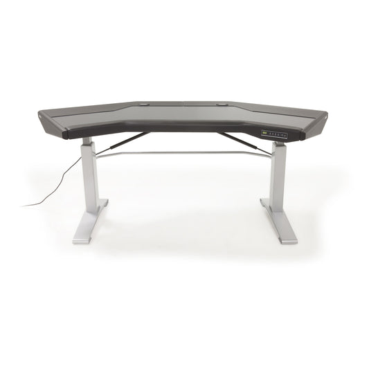 Argosy Halo G Height Adjustable Desk, w/Black End Panels, Silver Legs