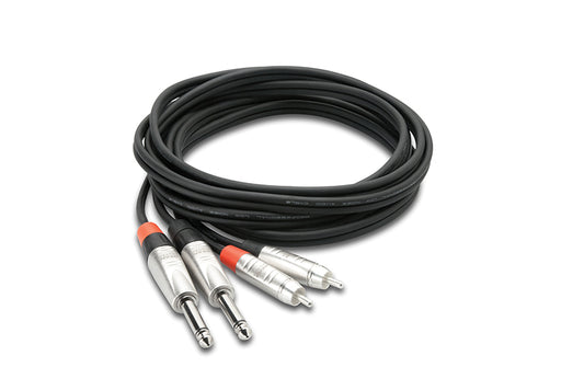 Hosa HPR-010x2 Pro Dual Cable 1/4"" TS to RCA 10ft