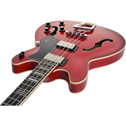 Hagstrom Viking Semi-Hollow Electric Bass - Wild Cherry Transparent