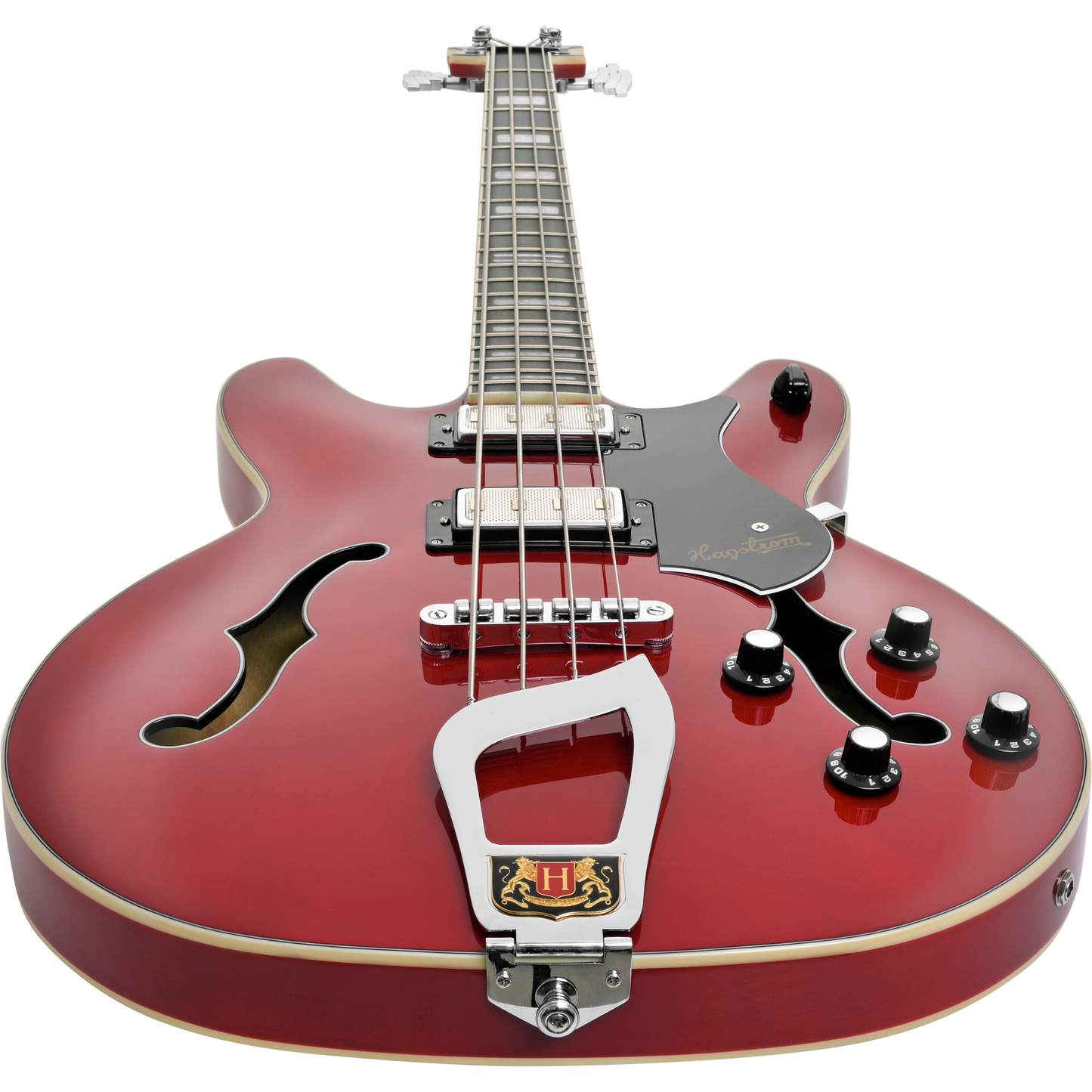 Hagstrom Viking Semi-Hollow Electric Bass - Wild Cherry Transparent