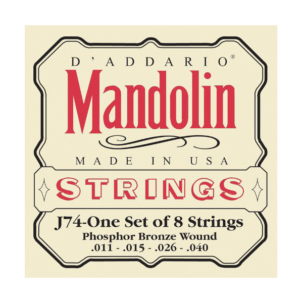 D Addario J74 Mandolin Strings Phosphor Bronze Medium 11-40