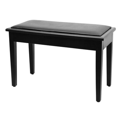 On-Stage KB8904B Deluxe Piano Bench with Storage Compartment, Black Satin