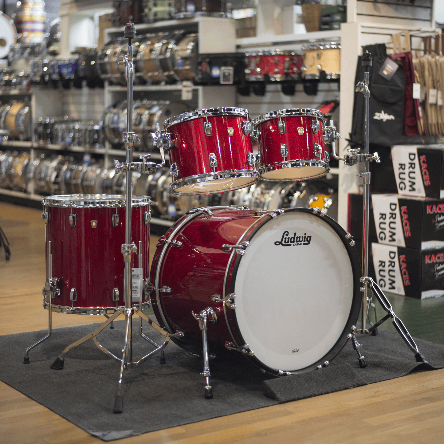 Ludwig Classic Maple Drum Kit in Red Sparkle (L88204AX27)