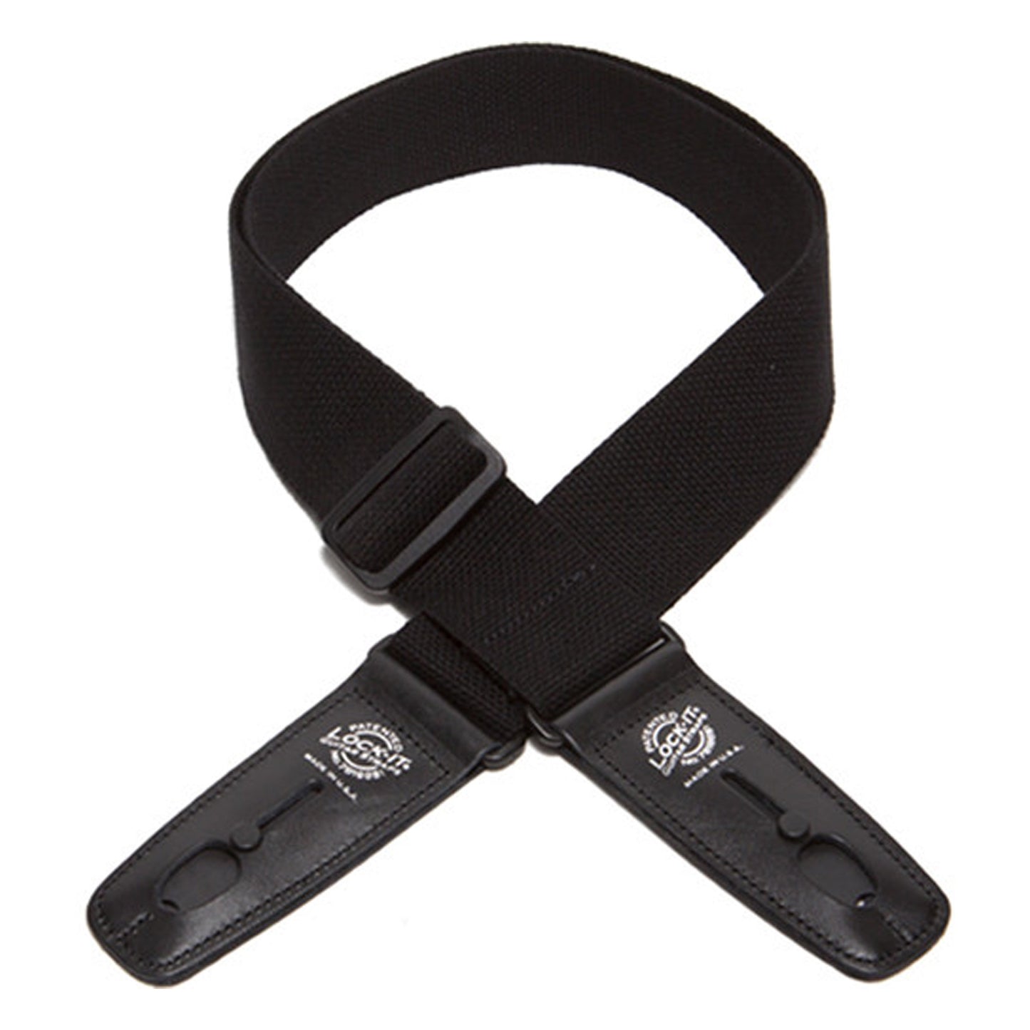 Lock It LIS013C2BLK Professional 2" Cotton Strap with Locking Ends, Black