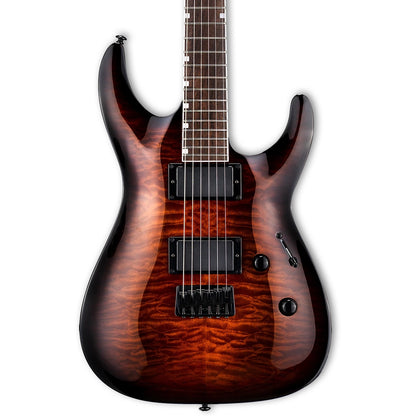 ESP LTD MH-200HT QM Electric Guitar - Dark Brown Sunburst