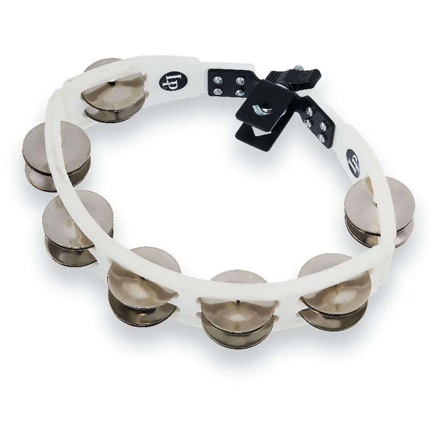 Latin Percussion Cyclops Mounted Tambourine w/ Steel Jingles, White LP162