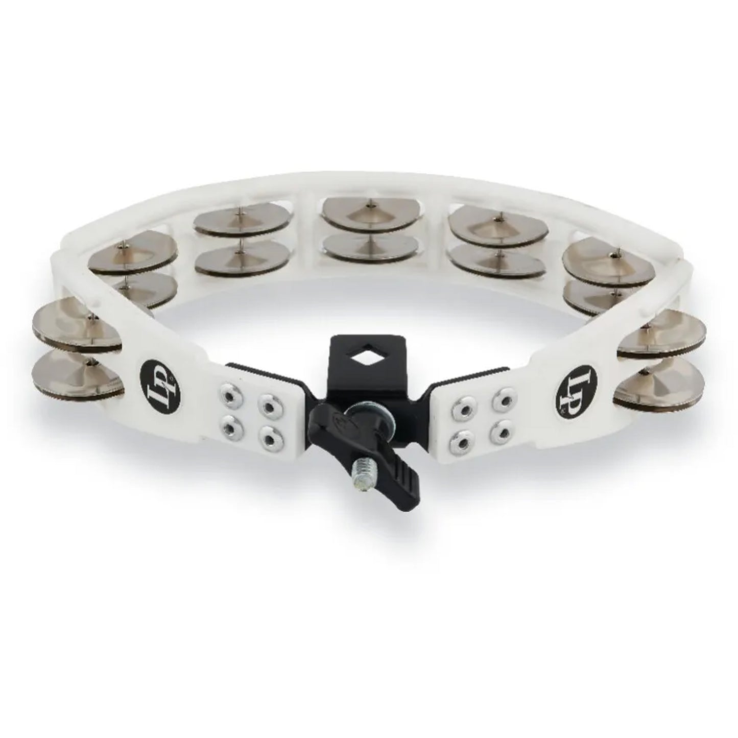 Latin Percussion Cyclops Mounted Tambourine w/ Steel Jingles, White LP162