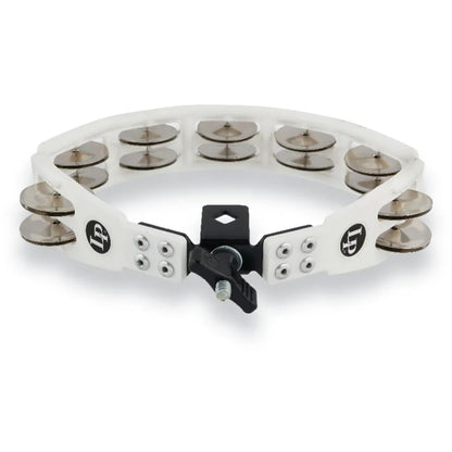 Latin Percussion Cyclops Mounted Tambourine w/ Steel Jingles, White LP162