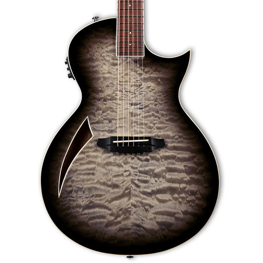 ESP LTD TL-6 QM 6 String Thinline Acoustic Electric Guitar - Charcoal Burst