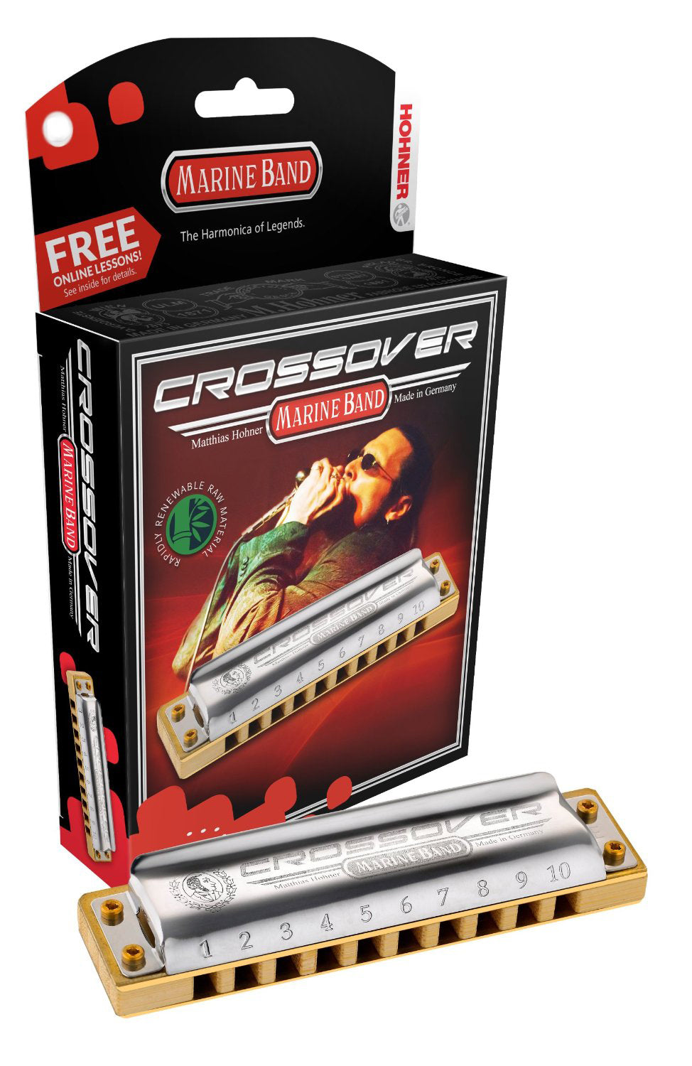 Bbbx Hohner 2009BX-F MARINE BAND CROSSOVER HARMONICA- KEY OF F – Alto Music