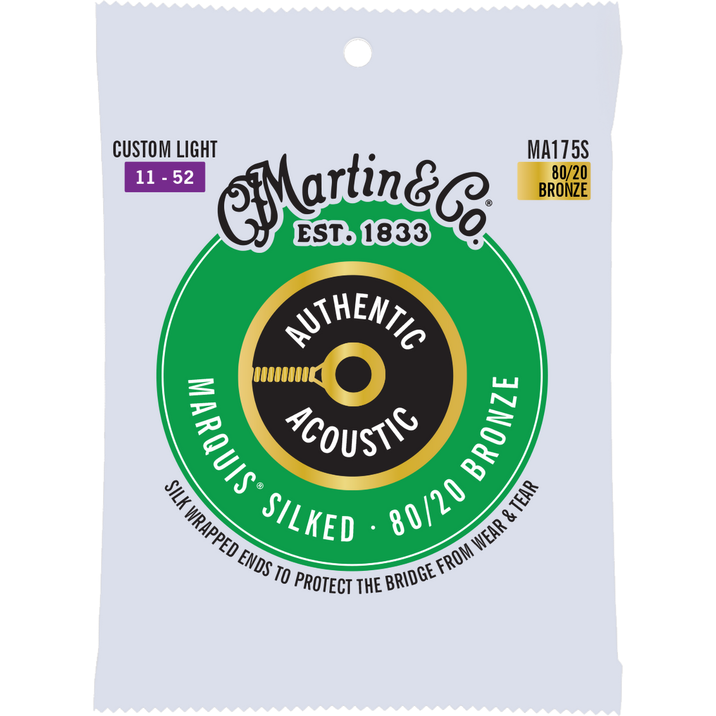 Martin MA175S Authentic Acoustic Marquis® Silked Strings 80/20 Bronze, Custom Light