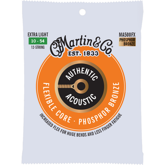 Martin MA500FX Authentic Acoustic Flexible Core Strings, Phosphor Bronze, Extra Light