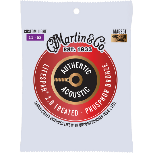 Martin MA535T Authentic Acoustic Lifespan® 2.0 Strings Phosphor Bronze, Custom Light