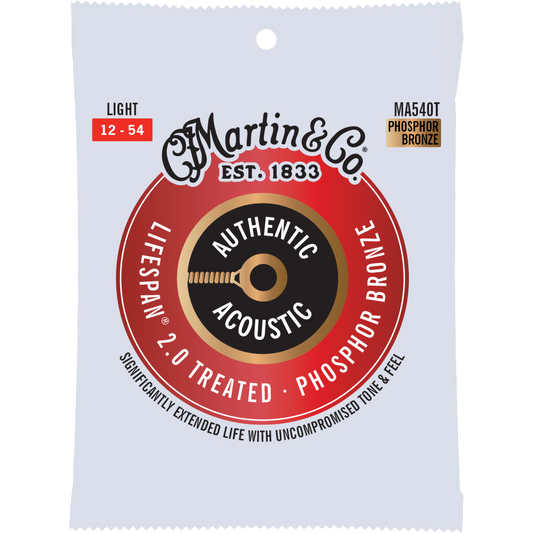 Martin MA540T Authentic Acoustic Lifespan® 2.0 Guitar Strings Phosphor Bronze, Light
