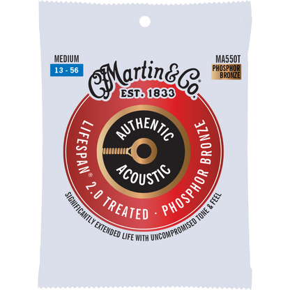 Martin MA550T Authentic Acoustic Lifespan® 2.0 Guitar Strings Phosphor Bronze, Medium