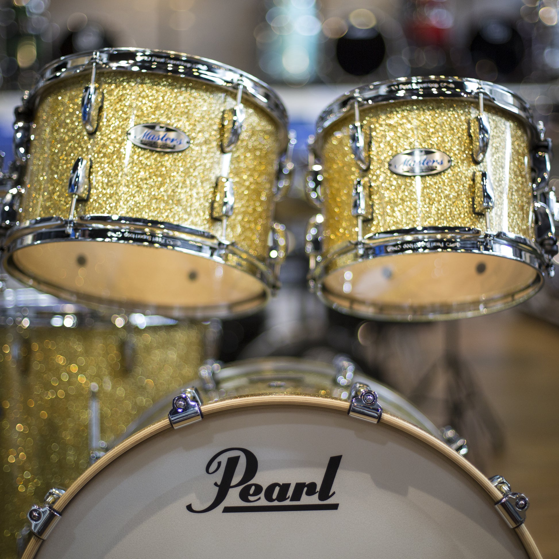 Pearl Masters Maple Complete Drum Kit In Bombay Gold Sparkle Lacquer ...