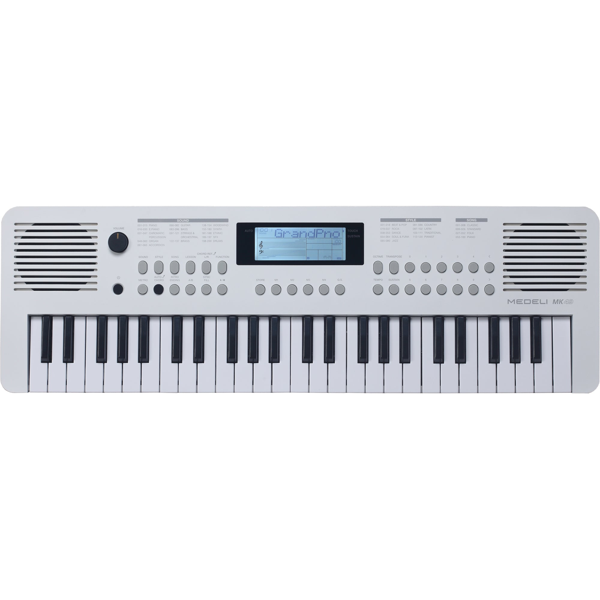 49 Key Mini Keyboard Medeli MK49 49-Key Portable Keyboard w/ USB Midi and Audio - White ...