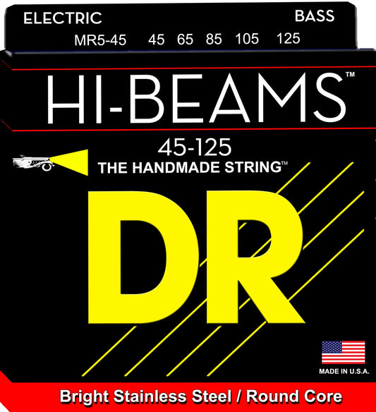 DR MR5-45 Hi-Beam Stainless Steel Medium 5-String Bass Strings