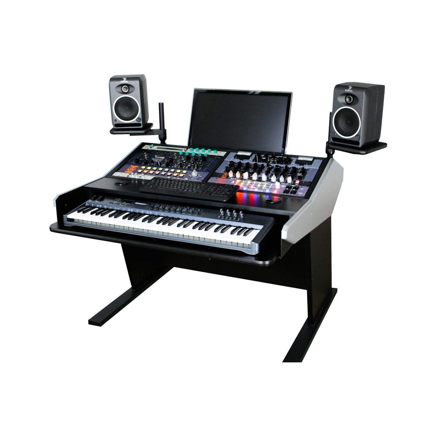 Sterling Modular Two Bay Multi-Station Console - Keyboard Composer Desk Surface
