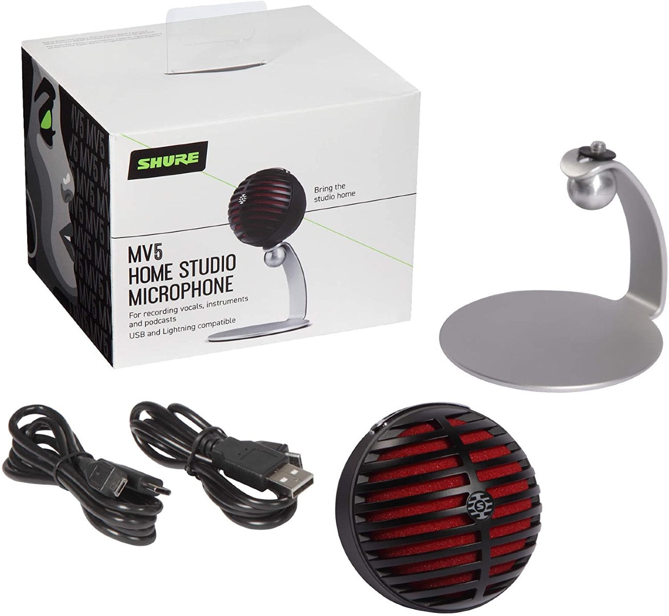 Shure MV5-B-DIG MV5 Home Studio Microphone - Black w/ Red foam