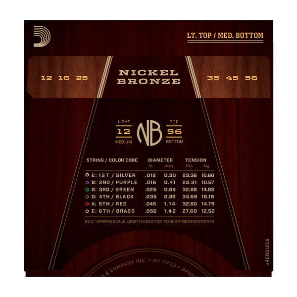 D'Addario Nickel Bronze Acoustic Guitar Strings, Light Top/Med Bottom