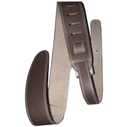 Perri's 2.5" Leather Guitar Strap With Contrast Stitch Brown