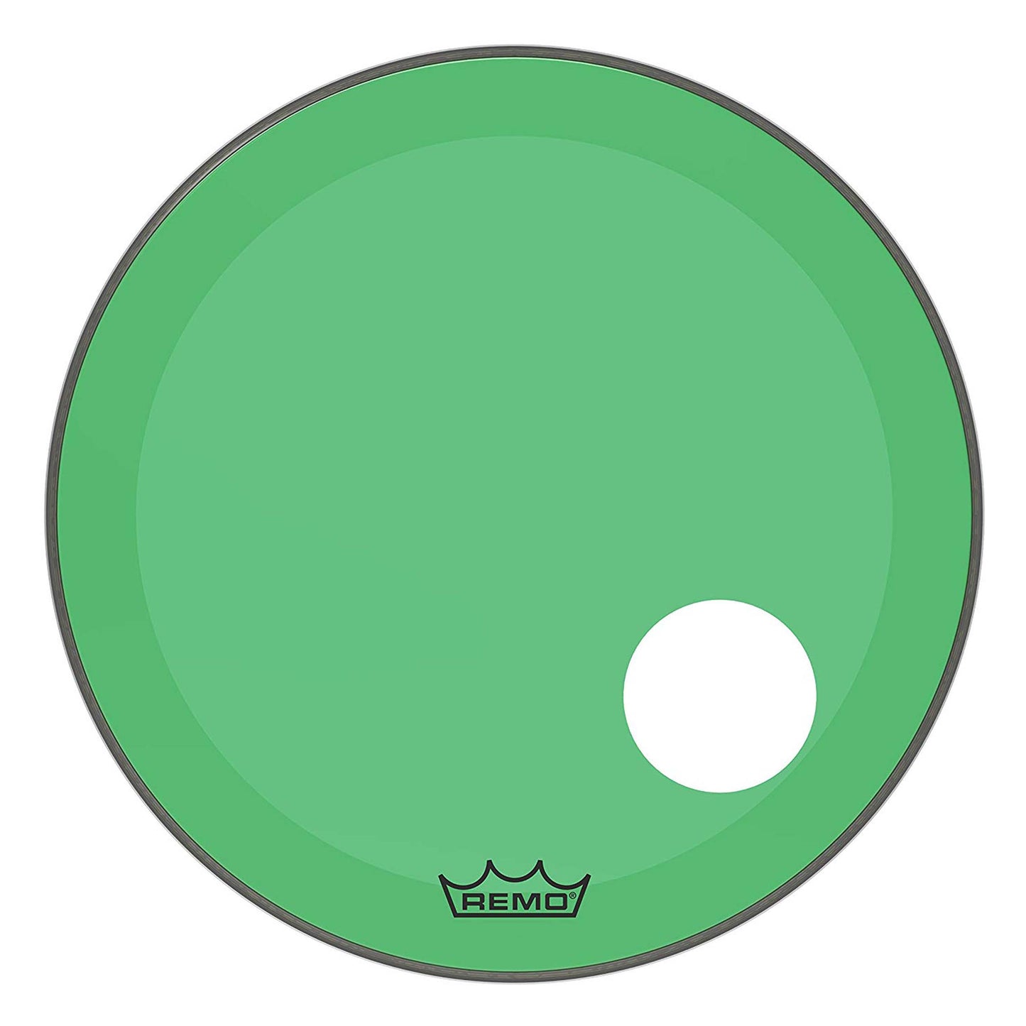 Remo Powerstroke P3 Colortone Green Bass Drumhead, 22", 5" Offset Hole