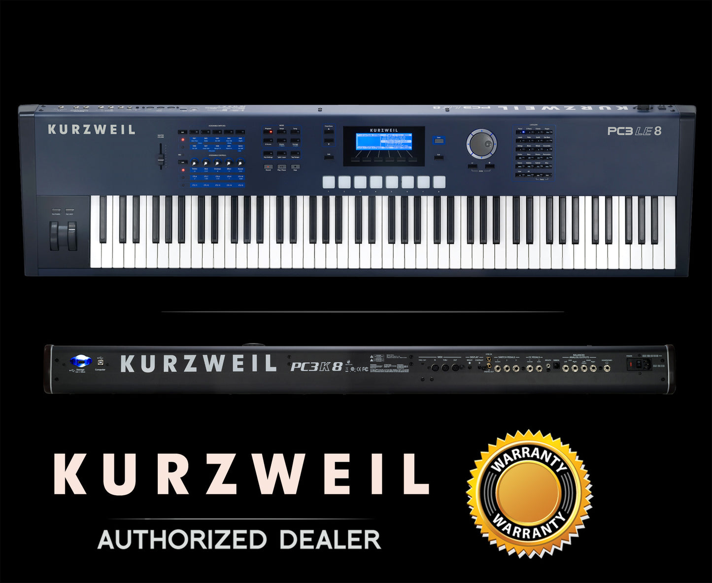 Kurzweil PC3LE8 88-Key Synthesizer Workstation (PC3LE8)
