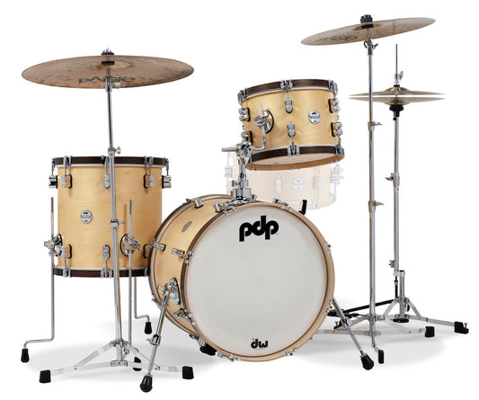PDP Concept Classic Wood Hoop 3pc Bop Kit in Satin Natural w/ Walnut Hoops (PDCC1803NT)