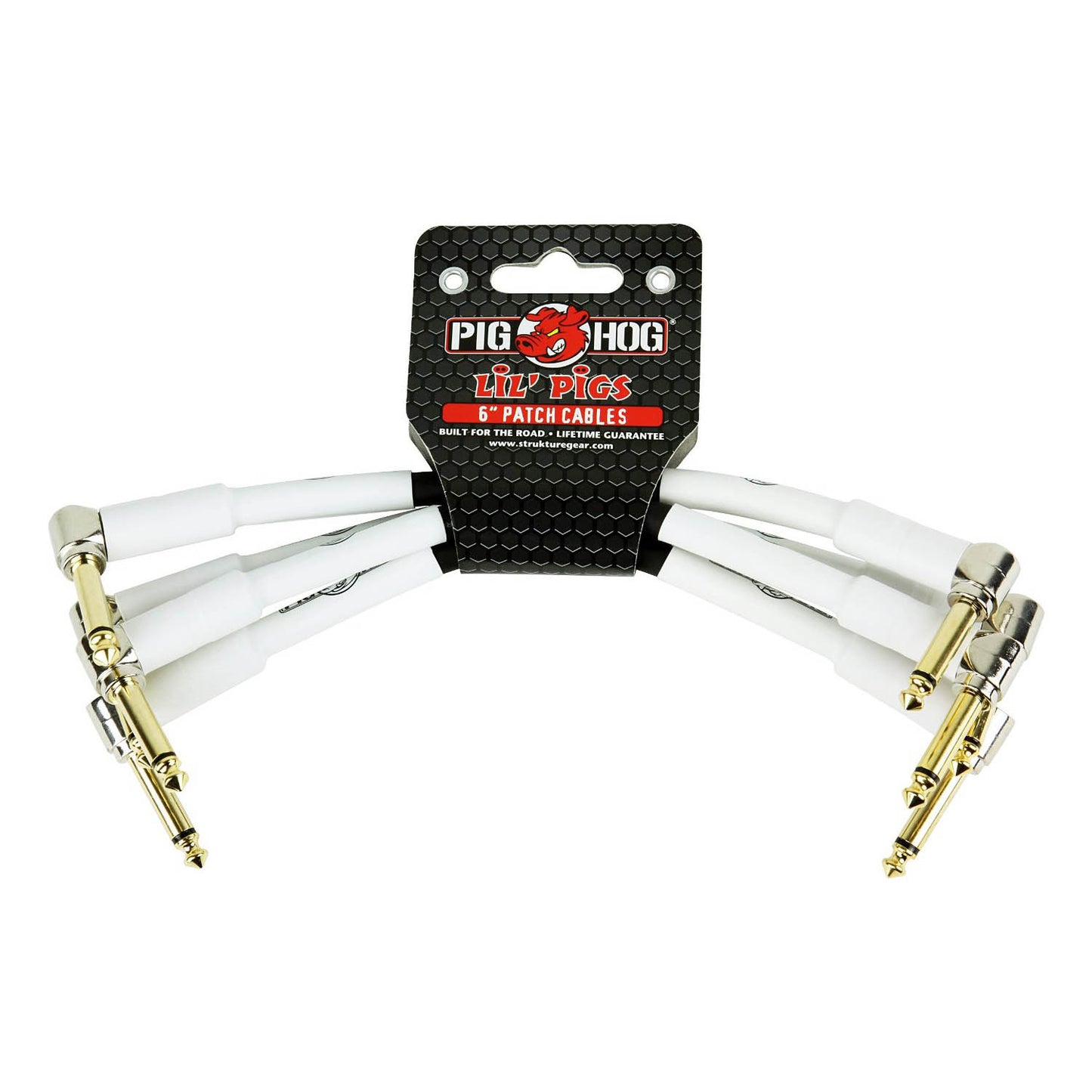 Pig Hog Phlil Lil Pigs 1/4"" to 1/4"" Right-Angled 6" Patch Cables - 4-Pack
