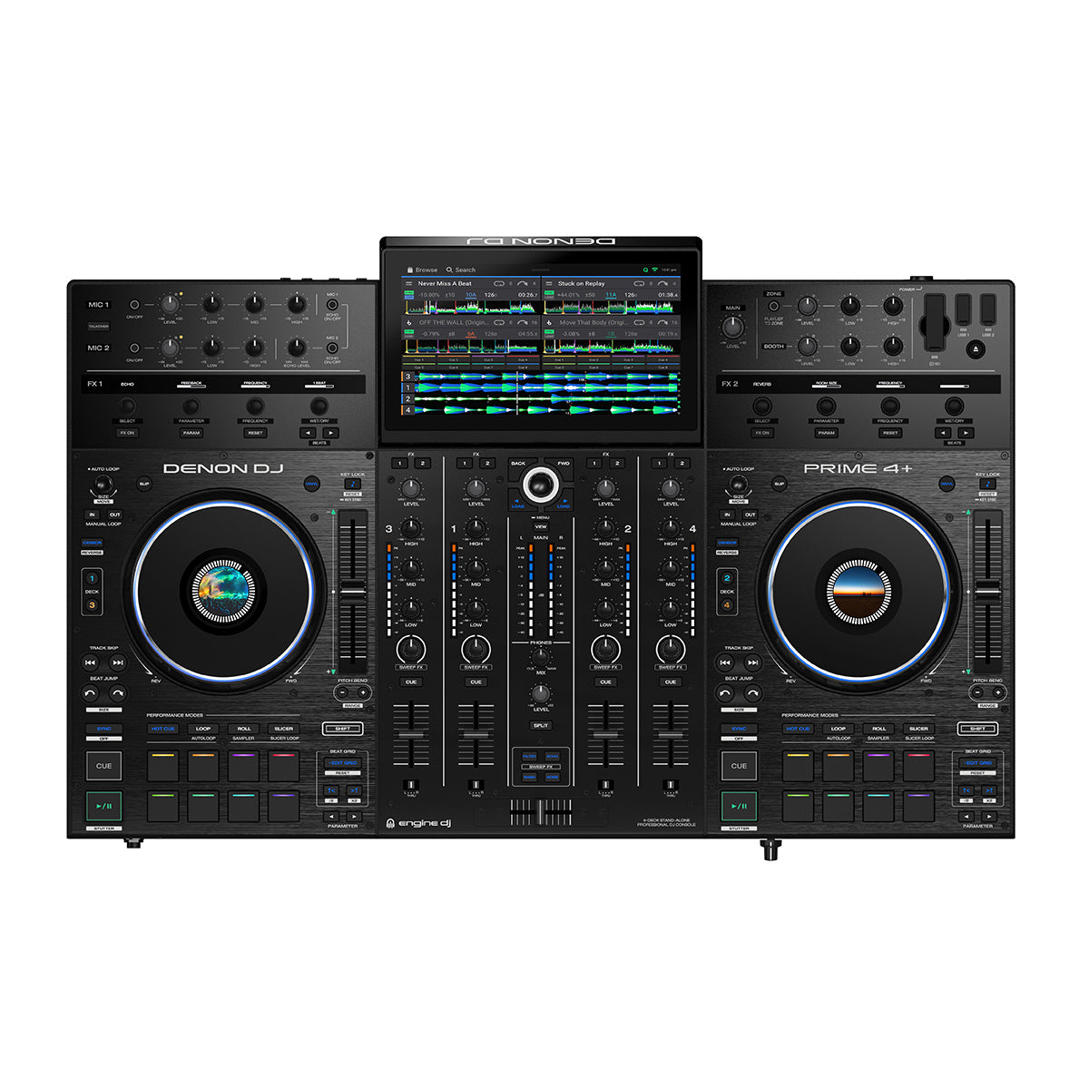 Denon DJ PRIME4+ Professional 4-Deck Media Player and Mixer