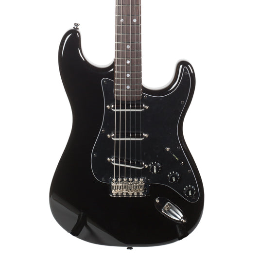 Vintage V76 STRAT-Style Electric Guitar in Gloss Black with Gig Bag (PSV6BBLS)