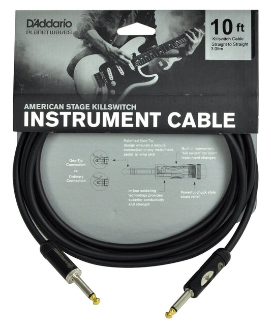 D'Addario Kill Switch Instrument Cable, 10 feet