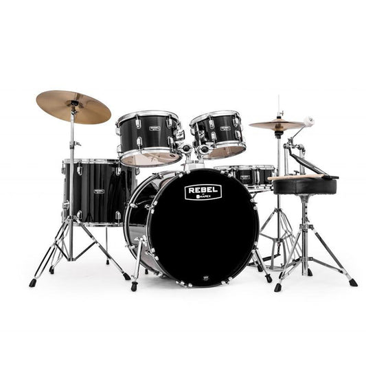 MAPEX Rebel 5-Piece Drum Set with Hardware and Cymbals Black