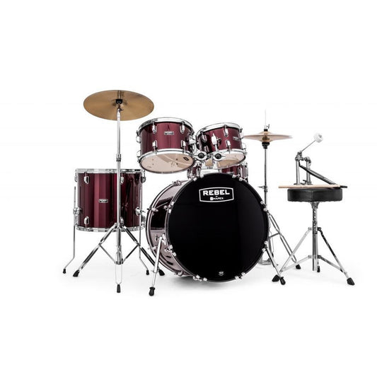Mapex Rebel 5-Piece Drum Set with Hardware and Cymbals in Dark Red