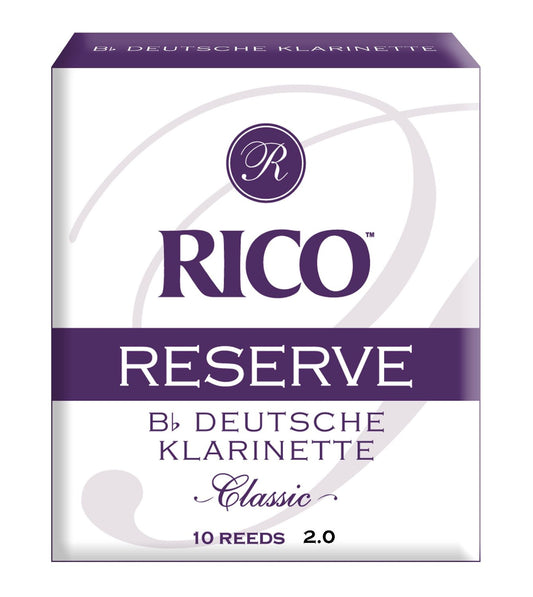 Rico Reserve Classic German Bb Clarinet Reeds, Strength 2.0, 10-pack
