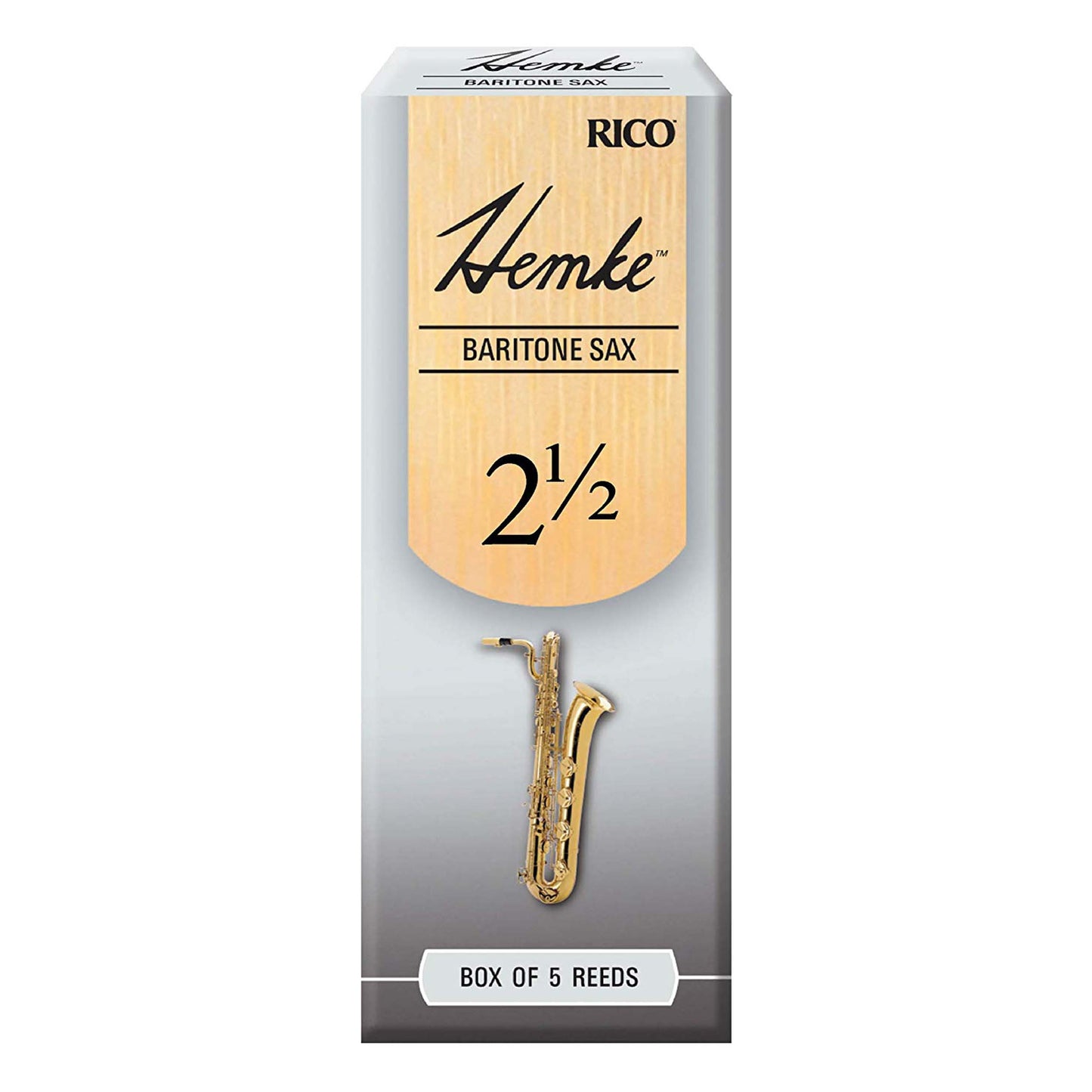 D’Addario Woodwinds Hemke Baritone Sax Reeds, Strength 2.5, 5-pack