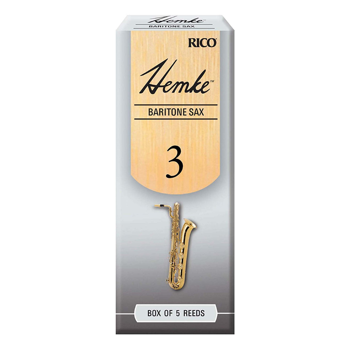 D’Addario Woodwinds Hemke Baritone Sax Reeds, Strength 3.0, 5-pack