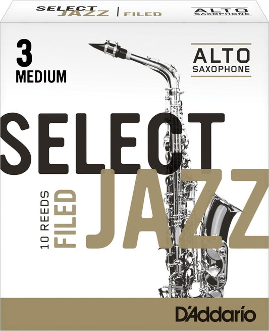 D’addario Jazz Select Filed Eb Alto Saxophone Reeds, 10 Ct, 3M Strength