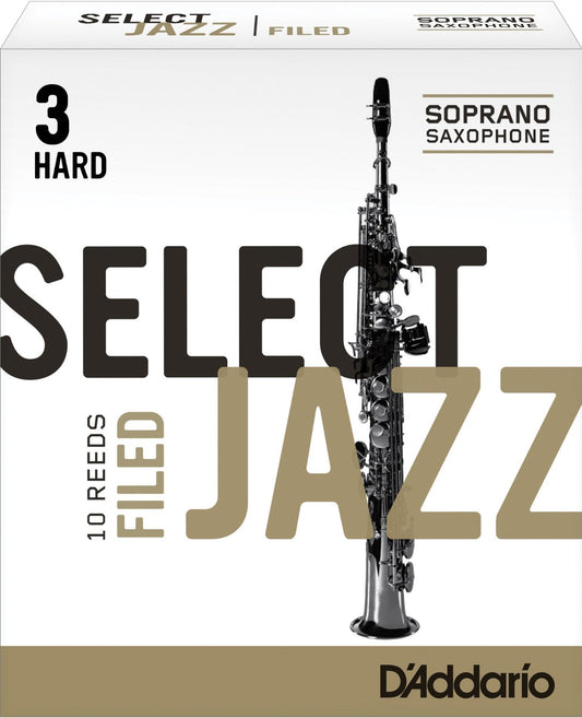 Rico Select Jazz - Soprano Sax Reeds, Filed - Strength 3 Hard, 10-pack