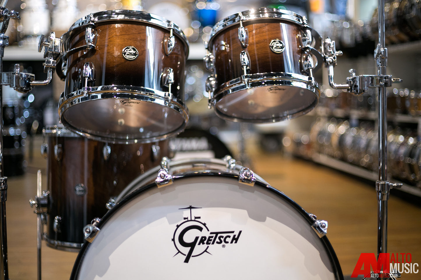 Gretsch Renown Walnut 4pc Shell Kit in Walnut to Black Fade Lacquer Finish (RW1E8246WBF)