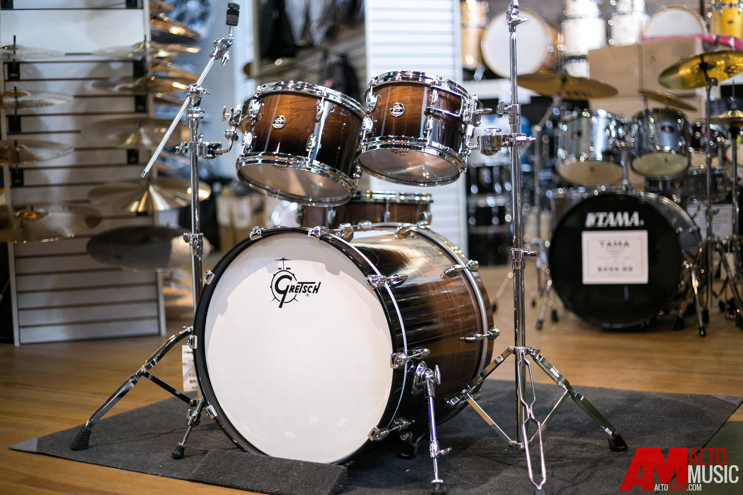 Gretsch Renown Walnut 4pc Shell Kit in Walnut to Black Fade Lacquer Finish (RW1E8246WBF)