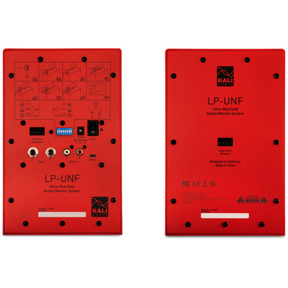 KALI AUDIO LP-UNF-R 4” Ultra Nearfield Powered Monitor System w/Bluetooth - Boundary Compensation EQ Settings - for Mixing, Recording, Audio Production - USB-C, TRS, RCA Inputs Red (Pair)