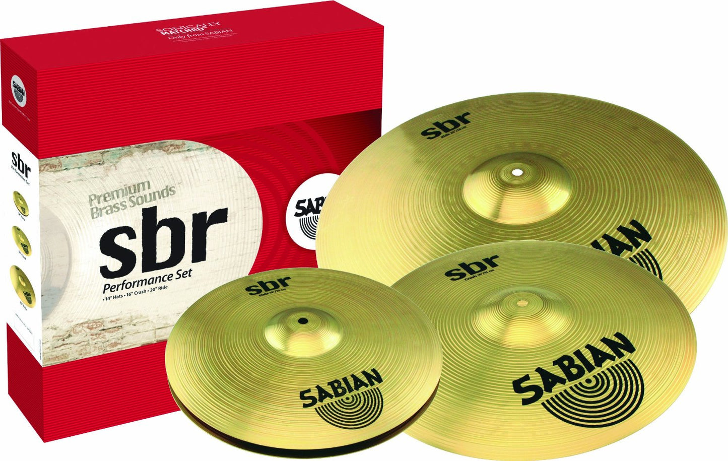 Sabian SBR Performance Pack with 14” Hat, 16” Crash, and 20” Ride Cymbals