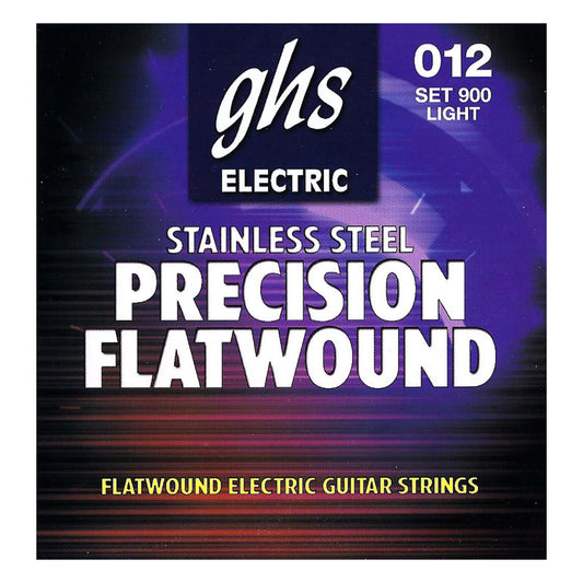 GHS Strings 900 Stainless Steel Flat Wound Electric Guitar Strings, Light 12-50