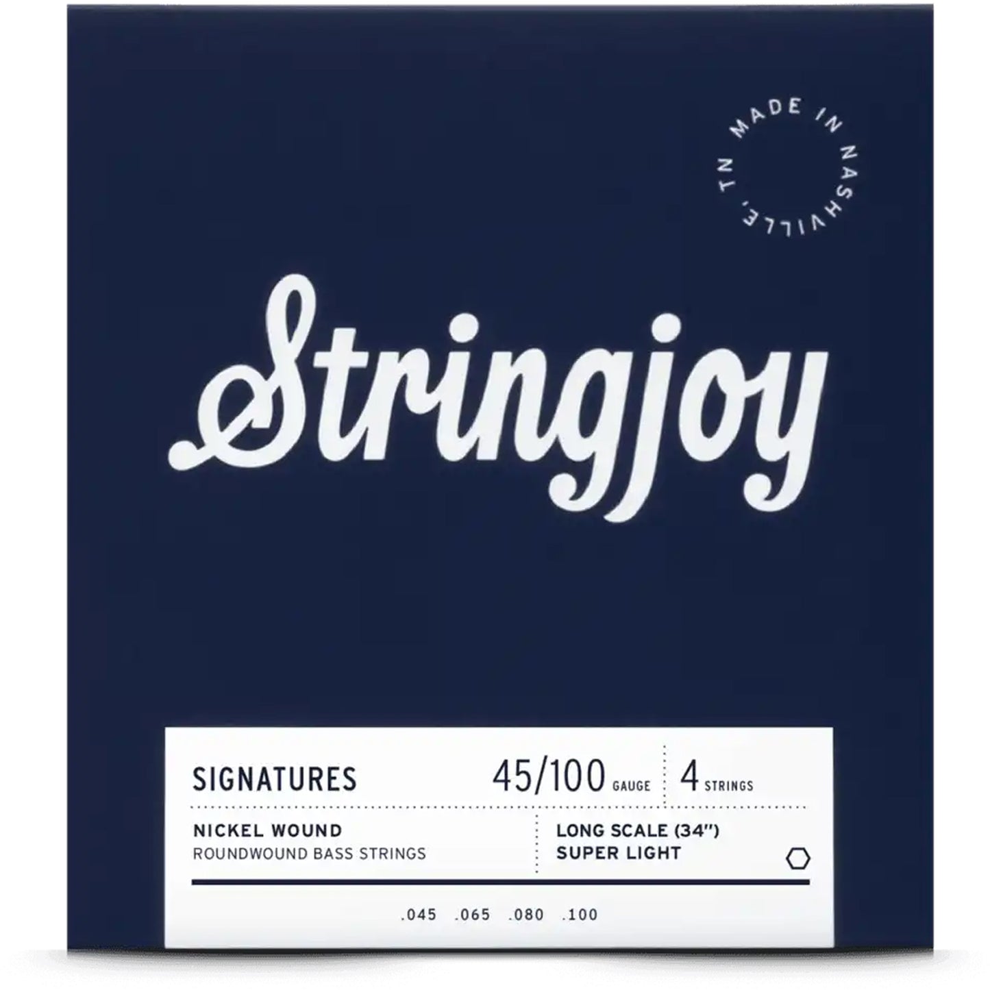 Stringjoy Super Light Gauge (45-100) 4 String Long Scale Nickel Wound Bass Guitar Strings