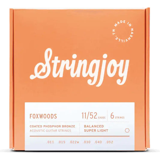 Stringjoy Foxwoods - Super Light Gauge (11-52) Coated Phosphor Bronze Acoustic Guitar Strings