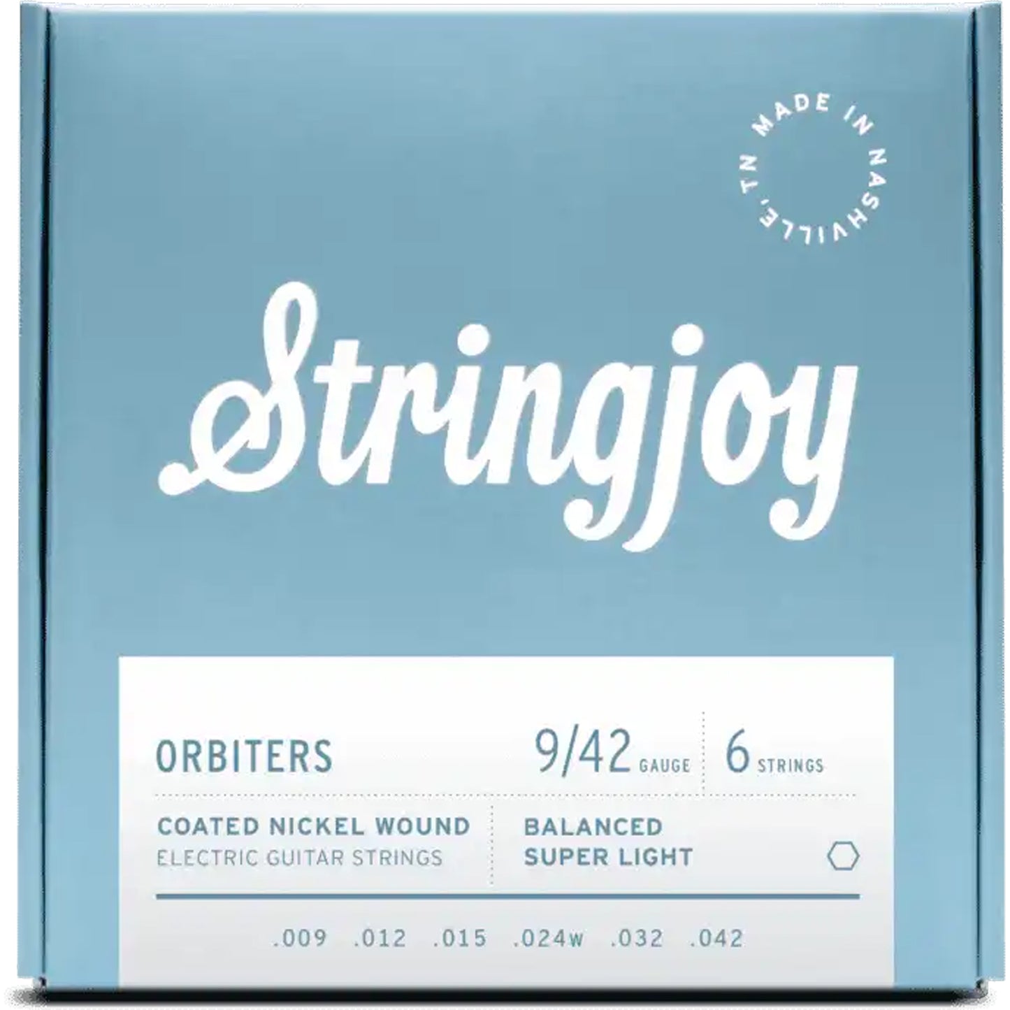 Stringjoy Orbiters - Balanced Super Light Gauge (9-42) Coated Nickel Wound Electric Guitar Strings
