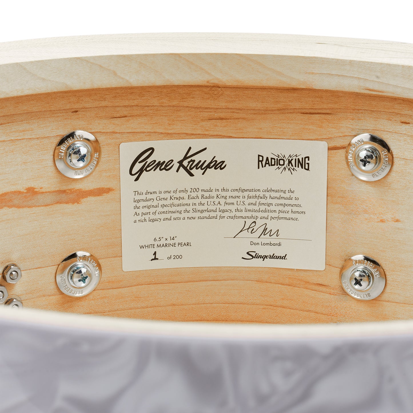 Slingerland Gene Krupa Limited Edition 6.5x14 Snare Drum - White Marine Pearl