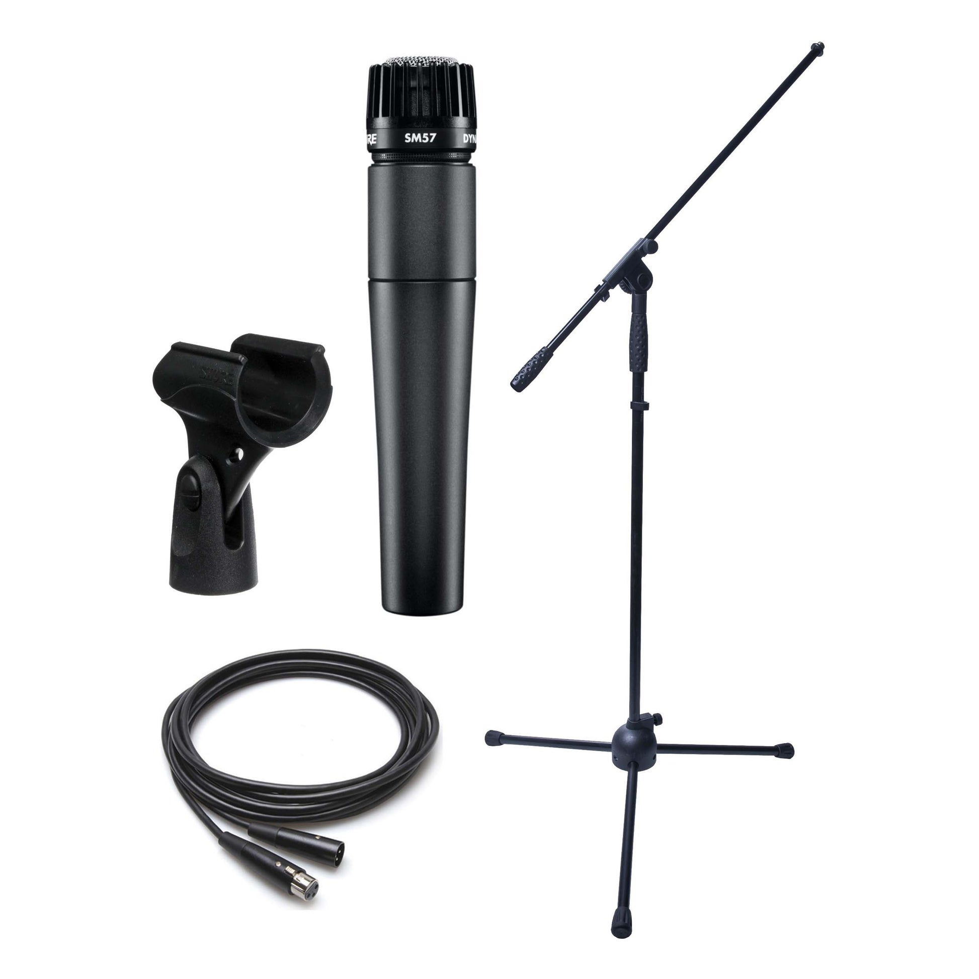 Shure SM57 Cardioid Dynamic Instrument Microphone Bundle with Stand and  Cable